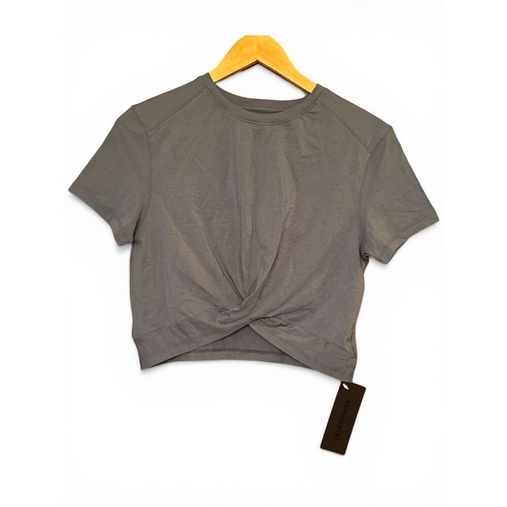 ALPHALETE Evo Athletic Athleisure Crop Twist Top Blue Green *NEW*